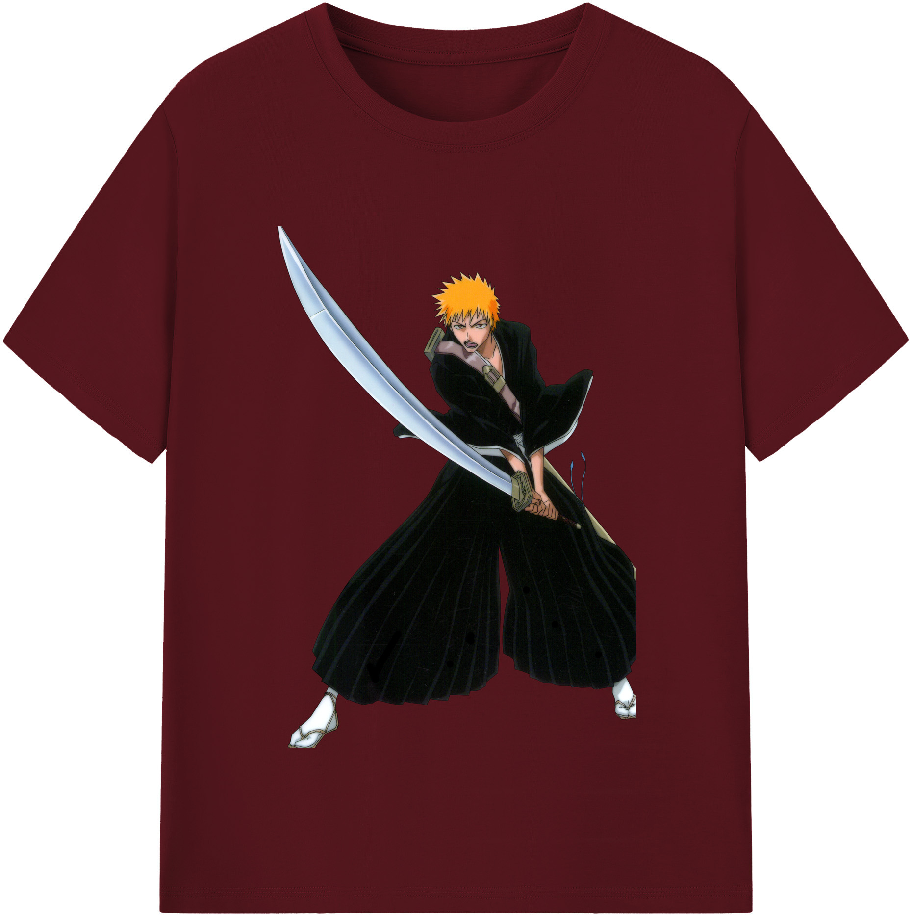 （画像用） ブリーチ 黒崎一護（くろさき いちご）BLEACH Kurosaki Ichigo 綿100％半袖Tシャツ（フロントプリント）